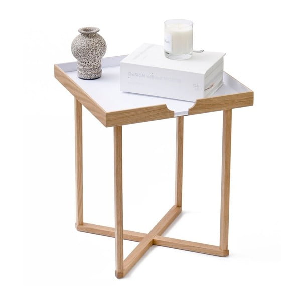 Bílý odkládací stolek z dubového dřeva Wireworks Damieh, 37x45 cm