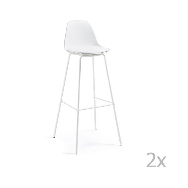 Sada 2 bílých barových židlí La Forma Lysna
