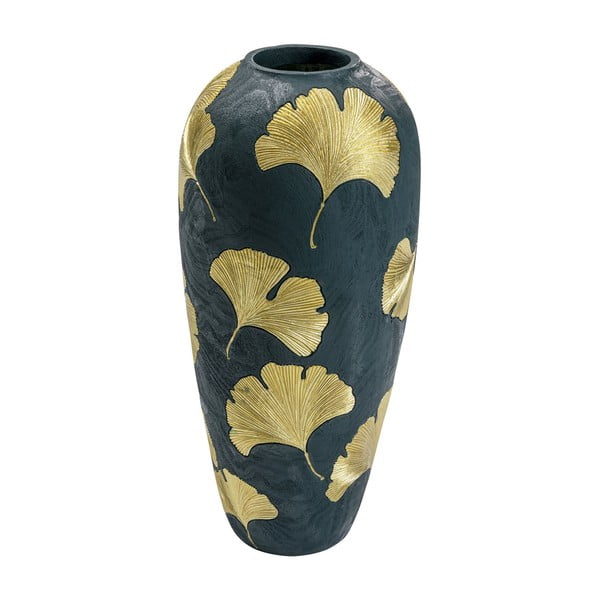 Tmavě zelená váza se zlatými listy Kare Design legance, výška 74 cm