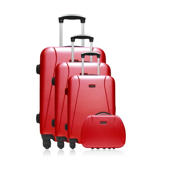 Sada 4 červených cestovních kufrů na kolečkách Hero Lanzarote-C