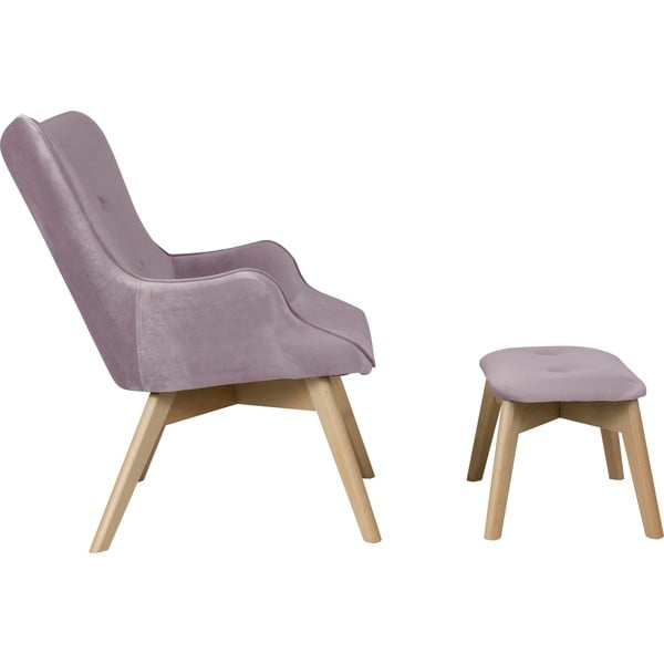 Sametové křeslo s podnožkou v levandulové barvě Niko – Ropez-image-3