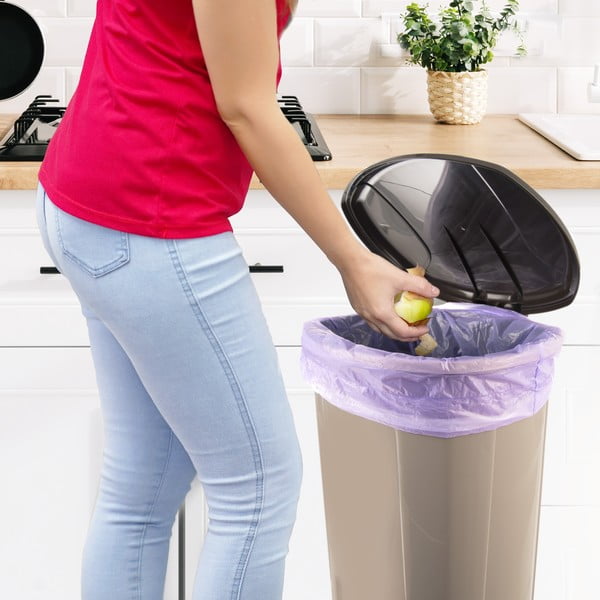 Hnědý nášlapný plastový odpadkový koš 30 l – Orion-image-2