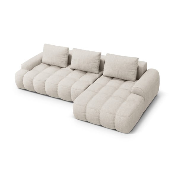 Béžová rozkládací/s úložným prostorem rohová pohovka (pravý roh/s lenoškou) Linz – Cosmopolitan Design-image-2