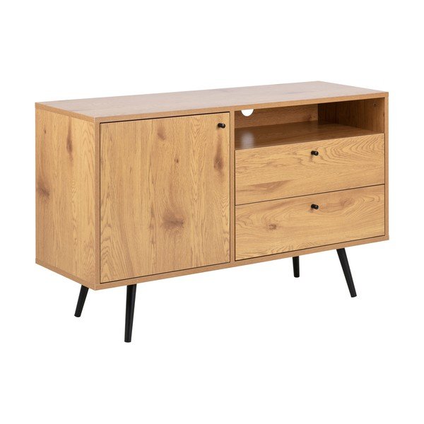 TV stolek v dekoru dubu v černo-přírodní barvě 124x75 cm Wilma – Actona-image-2