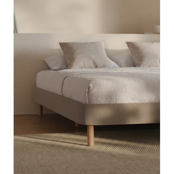Hnědá čalouněná dvoulůžková postel bez čela 160x200 cm Ofelia – Kave Home-image-2