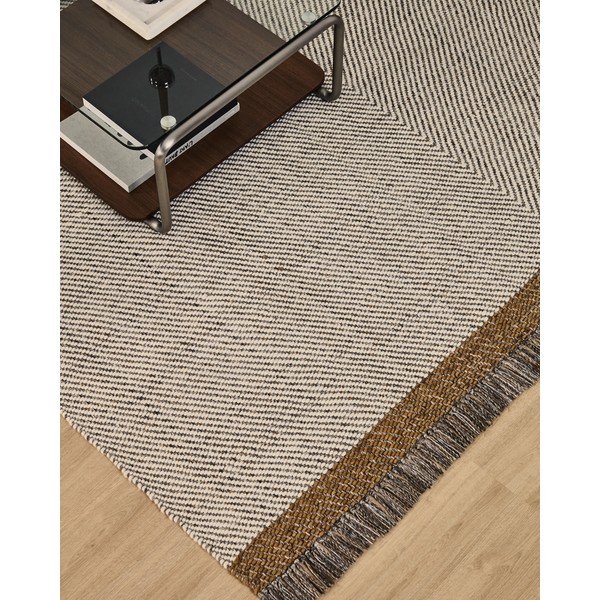 Krémový ručně tkaný vlněný koberec 200x300 cm Brina – Kave Home-image-2