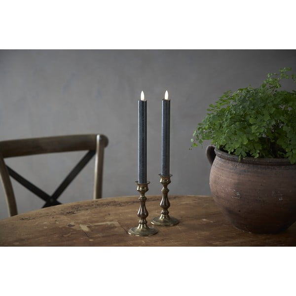 Sada 2 černých LED voskových svíček Star Trading Flamme, výška 25 cm-image-3