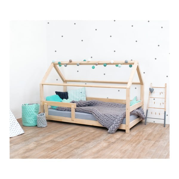 Přírodní dětská postel s bočnicí ze smrkového dřeva Benlemi Tery, 120 x 160 cm