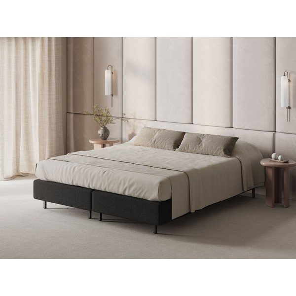 Černá čalouněná dvoulůžková postel bez čela 200x200 cm Whale – Micadoni -image-1