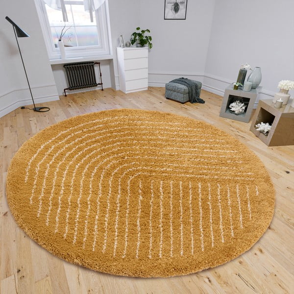 Okrově žlutý kulatý koberec ø 120 cm Dion – Hanse Home-image-1
