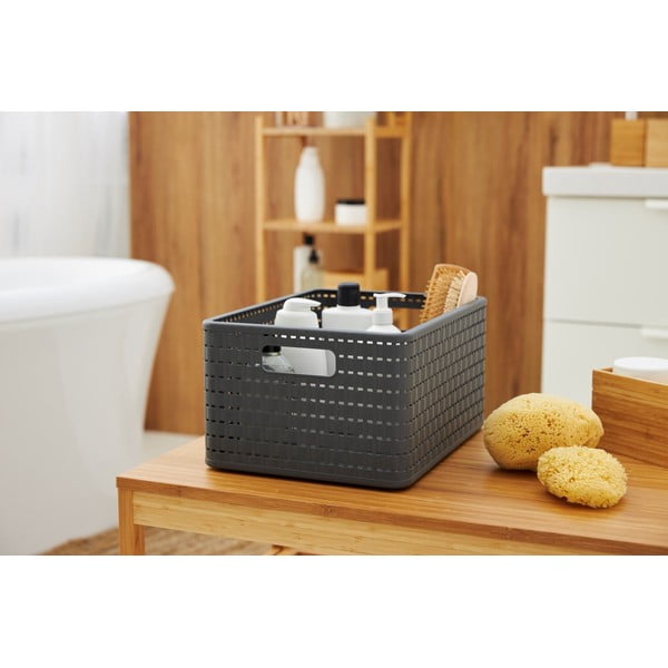 Tmavě šedý úložný košík z recyklovaného plastu Country - Rotho-image-4