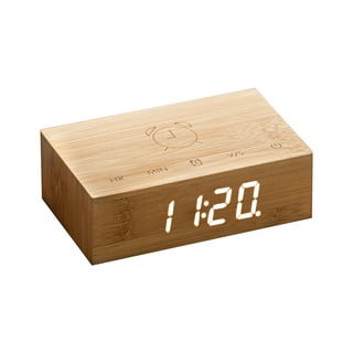 Světle hnědý dřevěný LED budík Gingko Flip Click
