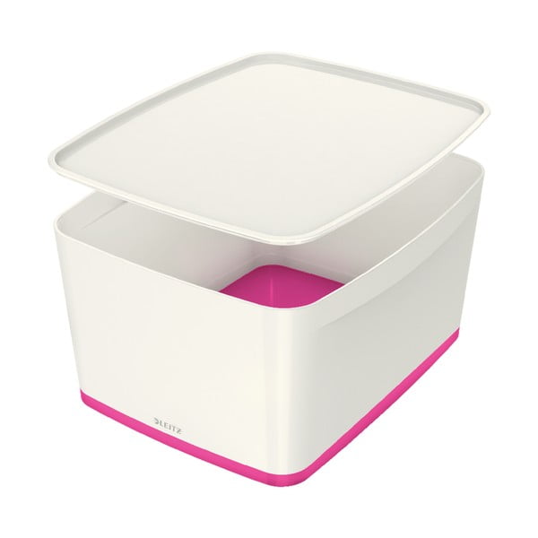 Bílo-růžový plastový úložný box s víkem 32x38.5x20 cm MyBox – Leitz
