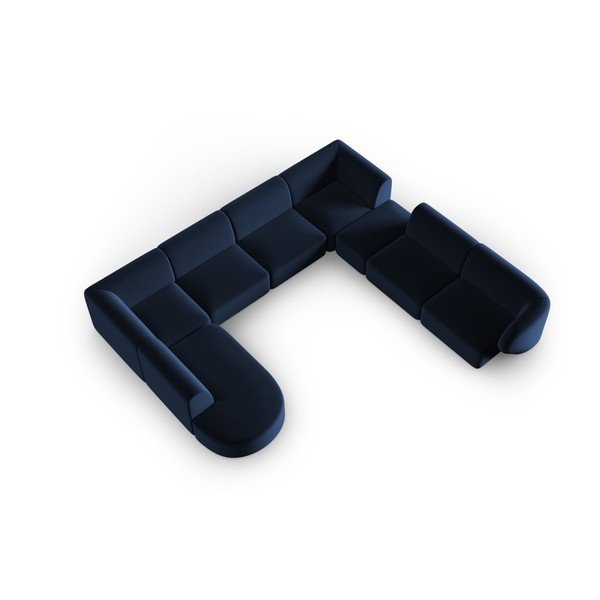 Modrá sametová rohová pohovka (pravý roh/do "U") Paolo – Milo Casa-image-1