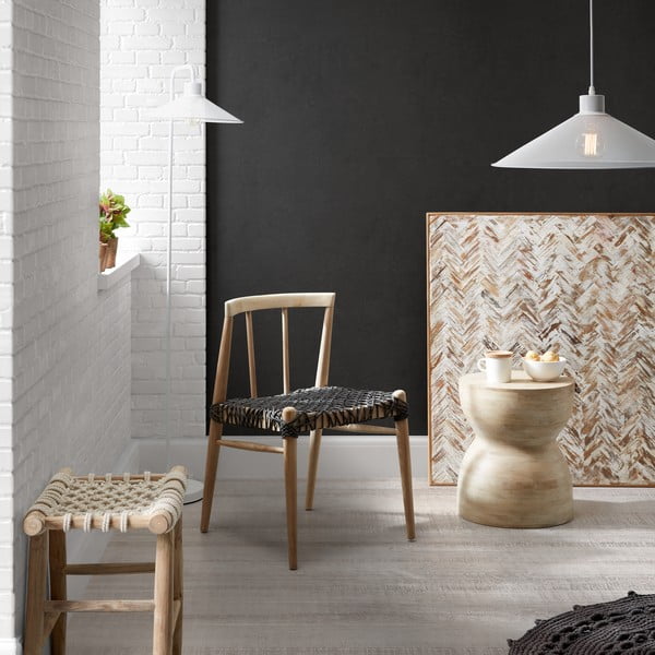 Teaková podnožka se sedákem z bavlněného lana Kave Home Eclipse-image-1