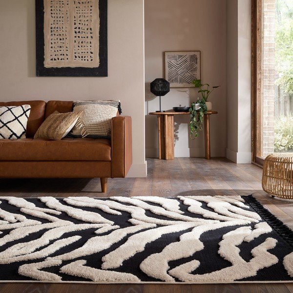 Černobílý koberec 200x300 cm Esra Zebra – Flair Rugs-image-1