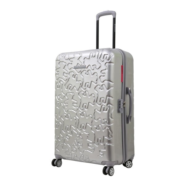 Světle šedý cestovní kufr LULU CASTAGNETTE George, 107 l