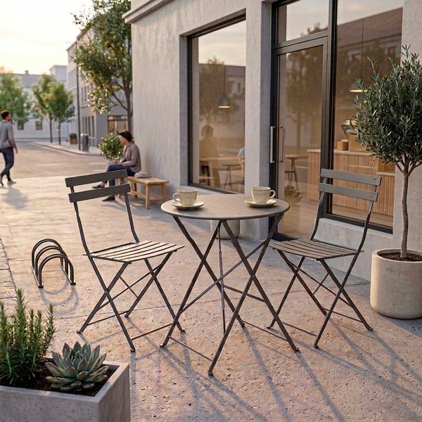 Antracitový ocelový zahradní jídelní set pro 2 Austin – Bizzotto-image-1