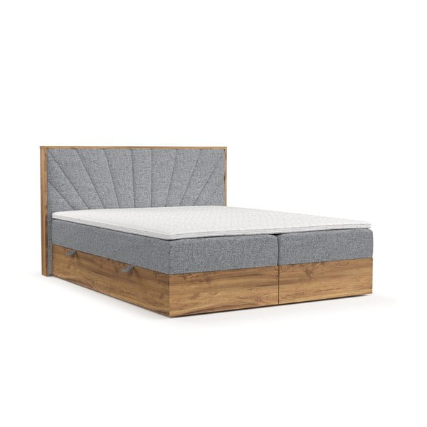 Boxspring postel s úložným prostorem v šedo-přírodní barvě 200x200 cm Asahi – Maison de Rêve