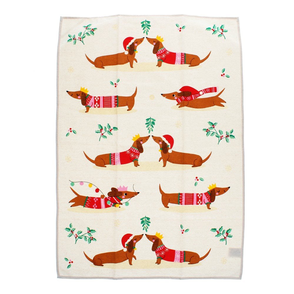 Bavlněná utěrka 70x50 cm Festive Sausage Dog – Rex London