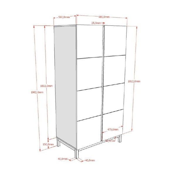 Bílá dětská šatní skříň 99x196x58 cm Eva – Vipack-image-2