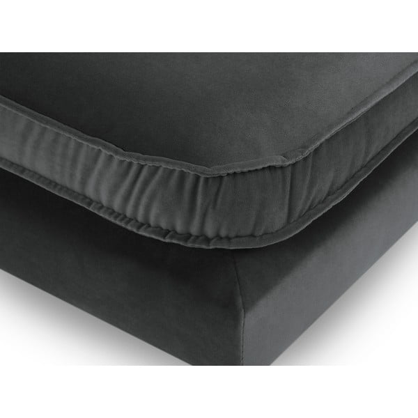 Tmavě šedá sametová podnožka s černými nohami Kooko Home Lento-image-3