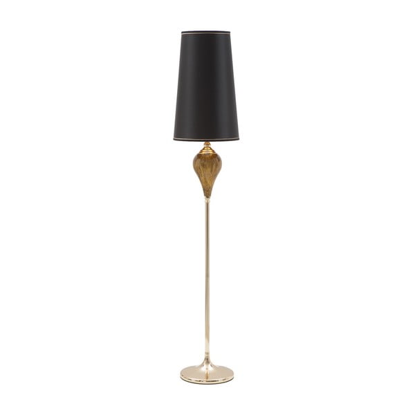 Černá stojací lampa s konstrukcí ve zlaté barvě Mauro Ferretti Fashion