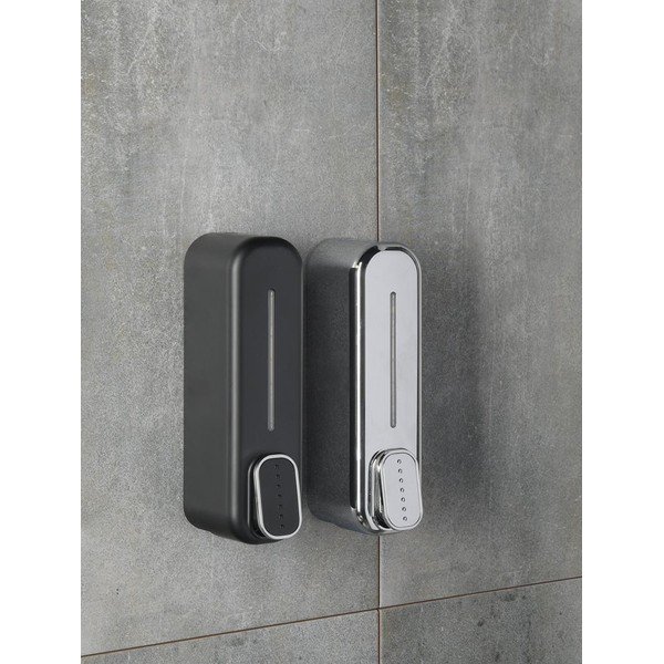 Nástěnný plastový dávkovač mýdla v leskle stříbrné barvě 350 ml Aqualine Mullet – Sapho-image-1