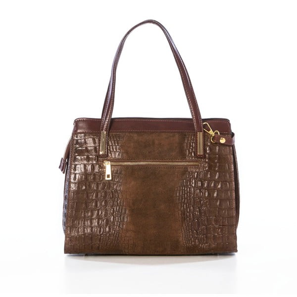 Kožená kabelka Croco Brown-image-3