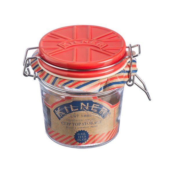 Zavařovací sklenice s červeným keramickým klipovým víčkem Kilner England, 0,35 l-image-1