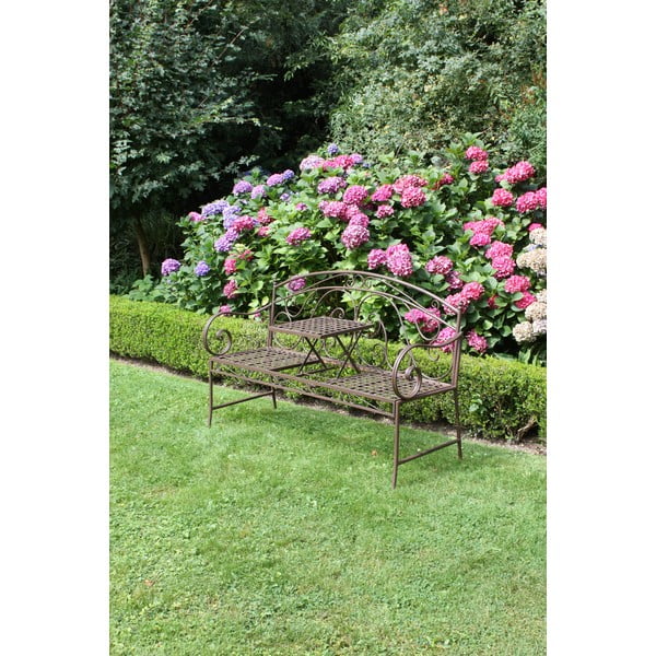 Hnědá kovová zahradní lavice Saket – Garden Pleasure-image-4