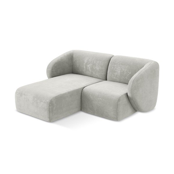 Světle šedá žinylková rohová pohovka (levý roh/s lenoškou) Lani – Makamii-image-2