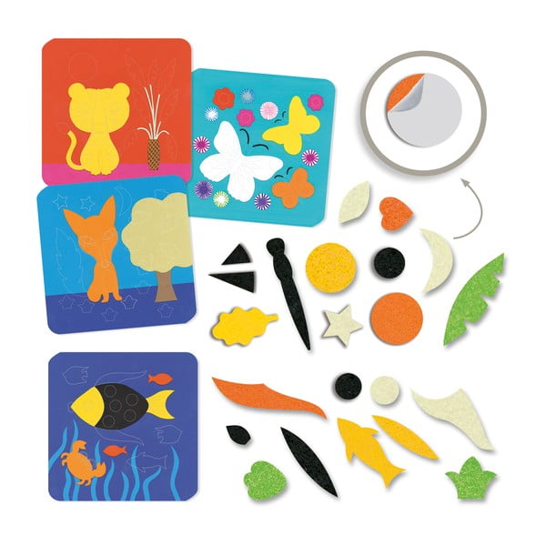 Set pro výrobu 4 koláží s plstí Djeco Naturaleza-image-1
