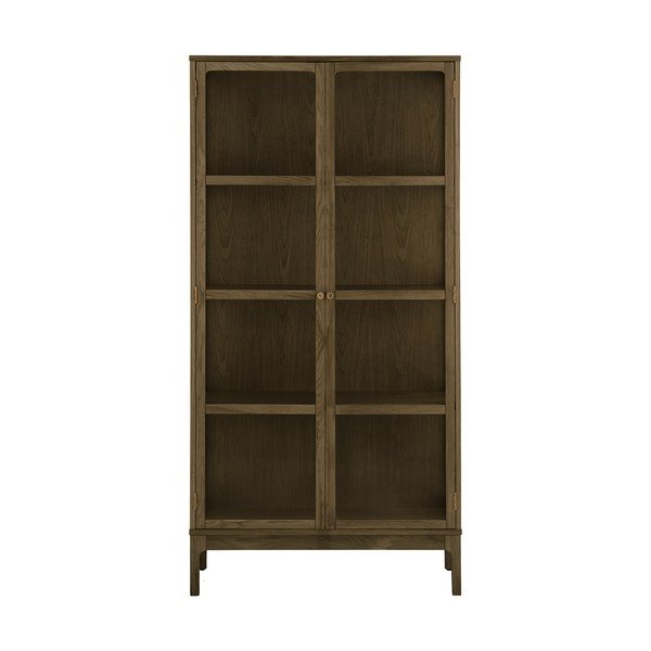 Tmavě hnědá vitrína v dekoru dubu 90x180x40 cm Zamora – House Nordic-image-2