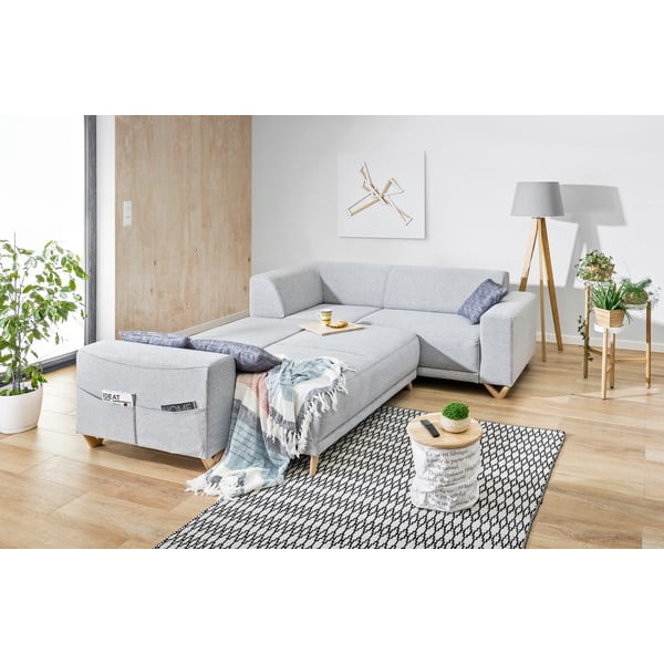 Světle šedá rozkládací/s úložným prostorem rohová pohovka (pravý roh/do L) Classy Sophie – Miuform-image-4