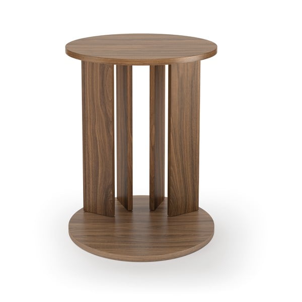 Kulatý konferenční stolek s deskou v dekoru ořechového dřeva ø 50 cm Nora - TemaHome-image-3
