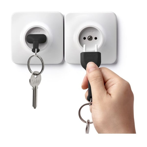 Věšáček na klíče s černou klíčenkou Qualy&CO Unplug
