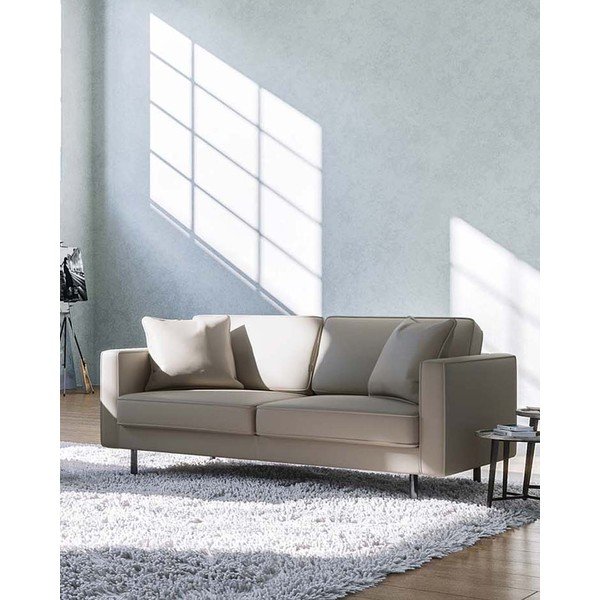 Světle hnědá kožená pohovka 207 cm Kobo – MESONICA-image-1