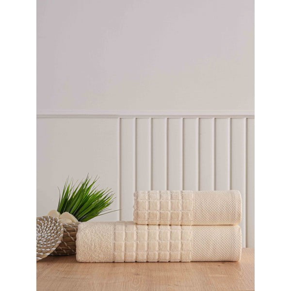 Bílé froté bavlněné ručníky a osušky v sadě 2 ks Square – Mila Home-image-1