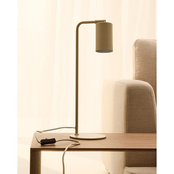 Béžová kovová stolní lampa (výška 49 cm) Manie – Kave Home-image-1