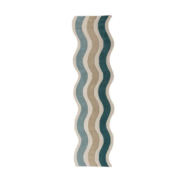 Modrý ručně tkaný vlněný běhoun 80x300 cm Cascade Wool – Flair Rugs