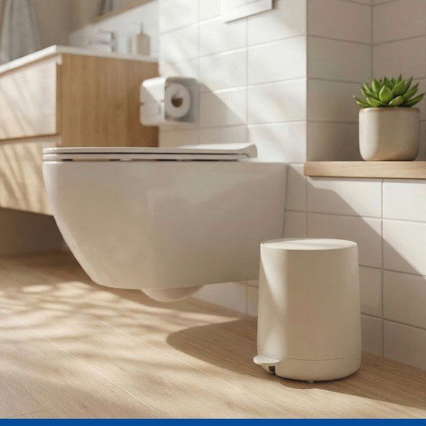 Krémový nášlapný plastový odpadkový koš 5 l Fablo – Wenko-image-1