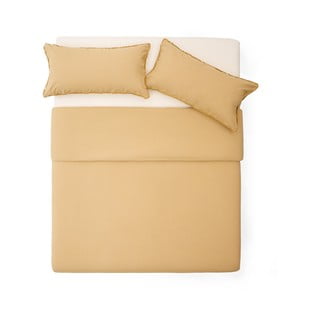 Prodloužené povlečení na dvoulůžko z bavlněného perkálu v hořčicové barvě 240x220 cm Sifinia – Kave Home