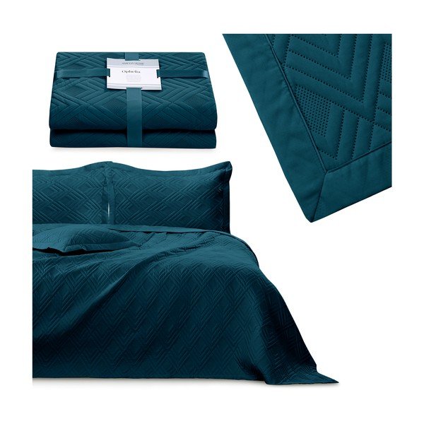 Prošívaný přehoz z mikrovlákna v petrolejové barvě 220x240 cm Ophelia – Restilo-image-3