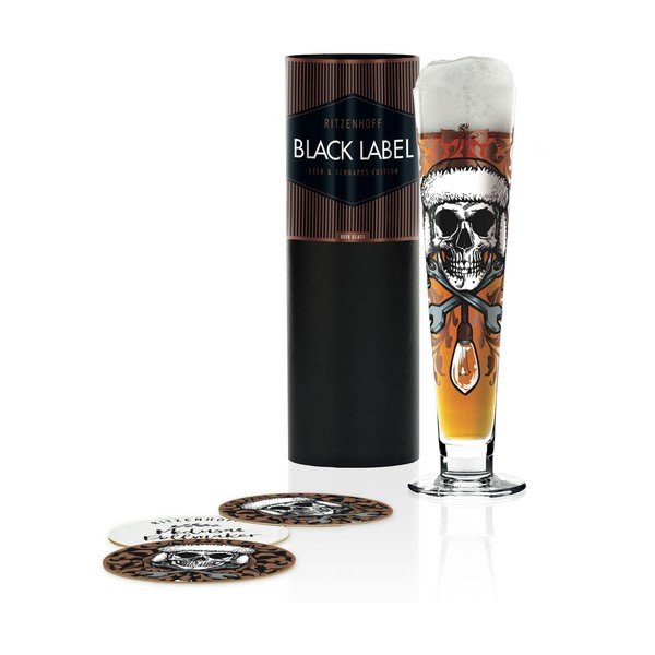 Set pivní sklenice z křišťálového skla a 5 podtácků Ritzenhoff Medusa Dollmaker, 385 ml-image-1