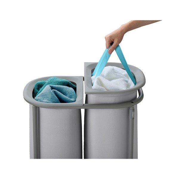 Světle šedý látkový koš na prádlo 2x40 l Duo – Joseph Joseph-image-3