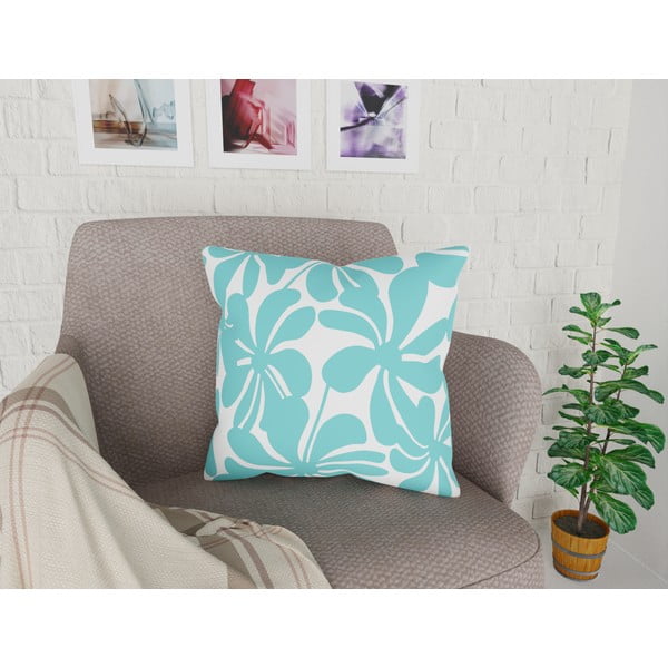 Tyrkysovo-bílý povlak na polštář Vitaus Jungle Paradiso, 43 x 43 cm-image-1