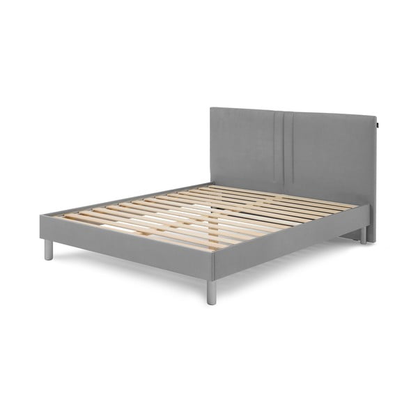 Světle šedá čalouněná dvoulůžková postel s roštem 160x200 cm Kerry - Bobochic Paris