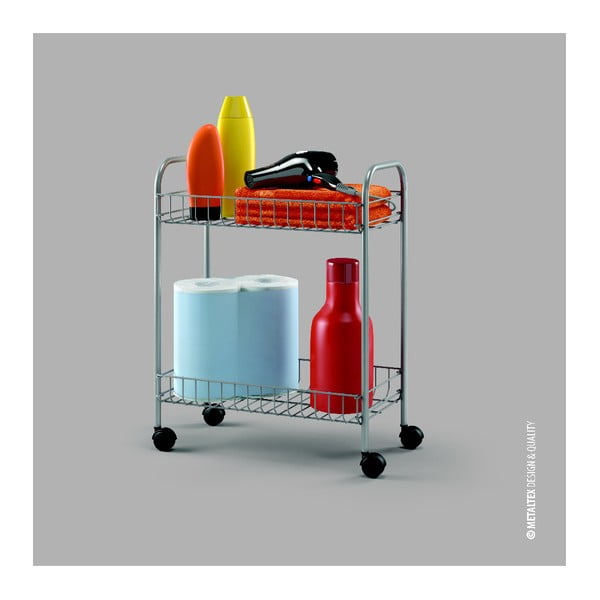 Pojízdný dvoupatrový regál Metaltex Greg, délka 41 cm-image-2