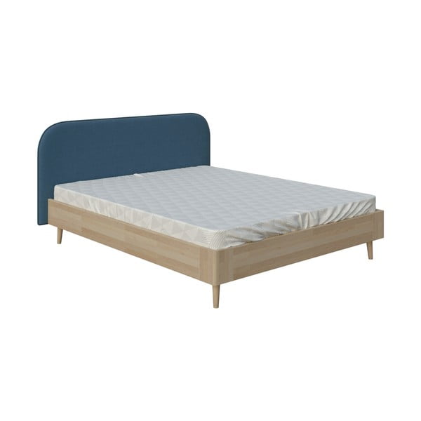 Modrá dvoulůžková postel ProSpánek Lagom Plain Wood, 140 x 200 cm
